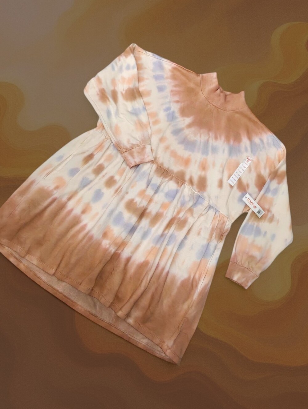 Women's DARI Symmetrical Tie-dye Babydoll Sweatshirt Dress NWT